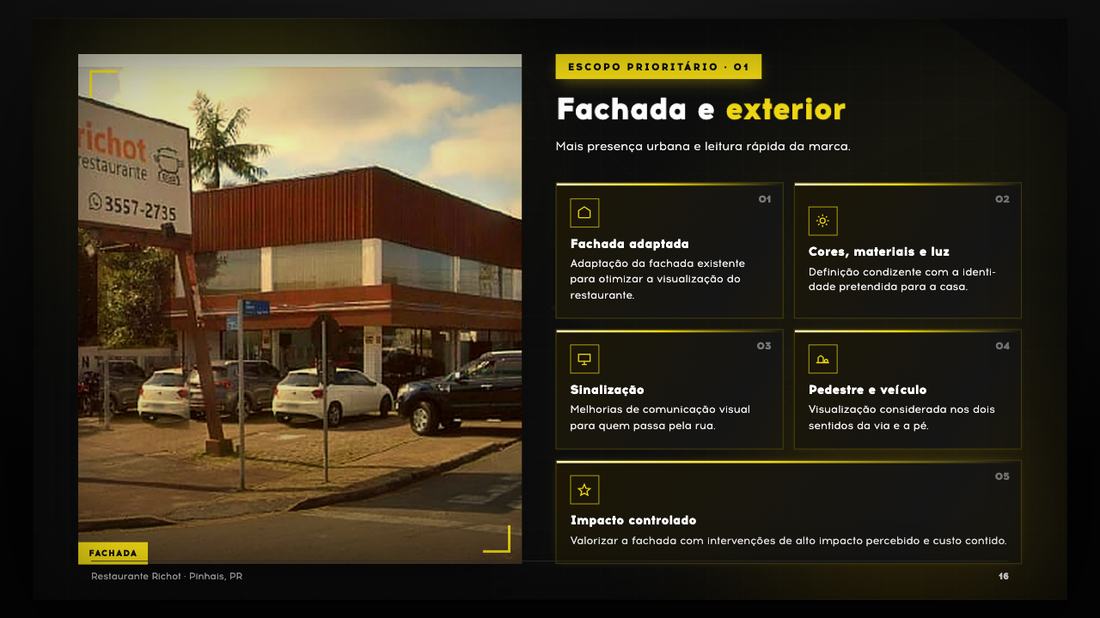 Tela da apresentação: Fachada e exterior