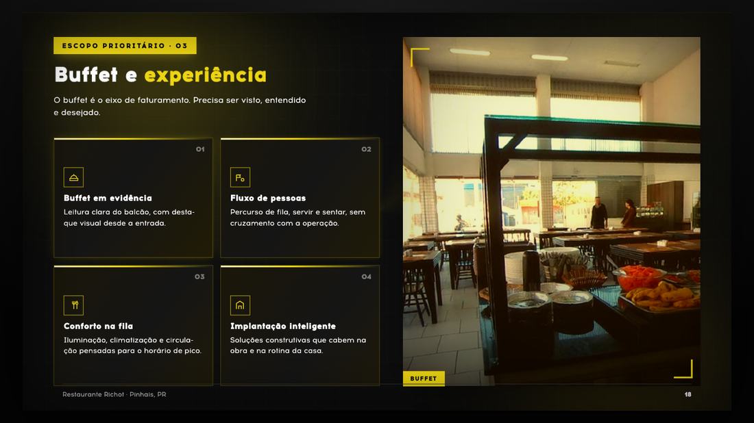 Tela da apresentação: Buffet e experiência