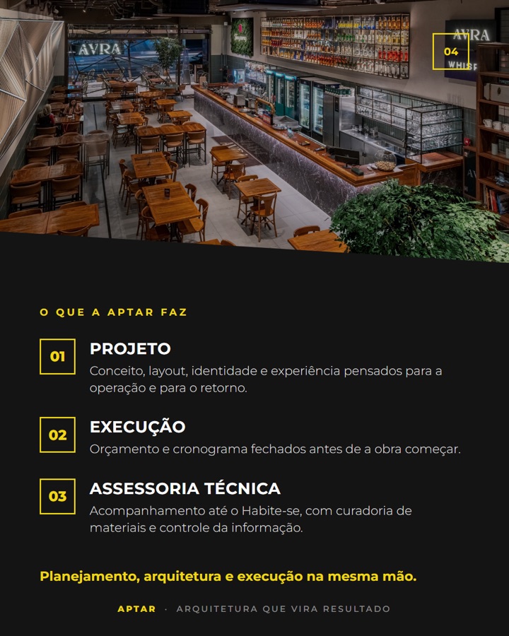 Página do carrossel com os três blocos de serviço